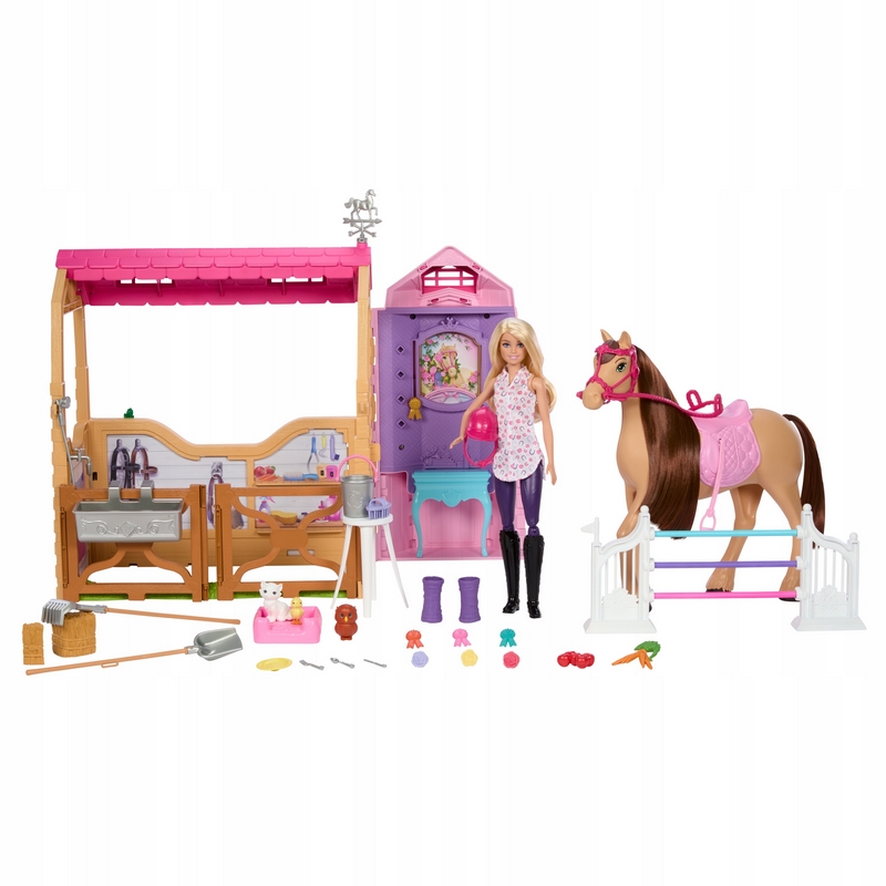Herná sada Barbie Dream Horse Movie s bábikou, figúrkou koňa a príslušenstvom; viac ako 25 dielikov a 6 hracích plôch; inšpirovaná sériou Barbie Mysteries, HXJ44